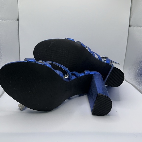 Michael Antonio Blue Metallic Block Heels 6 - Picture 4 of 14